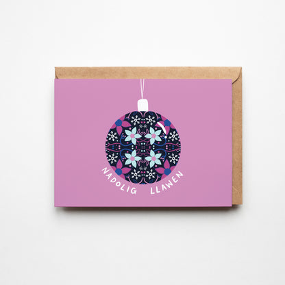 Pack of 2 - Nadolig Llawen & Nadolig Llawen Bauble Cards