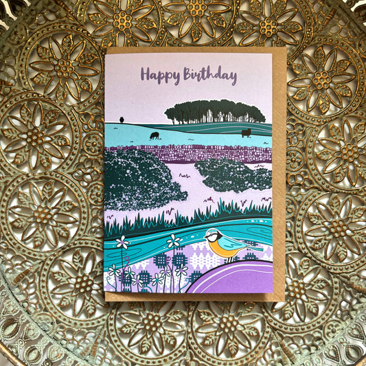 'Coed Uchaf' Happy Birthday A6 Card