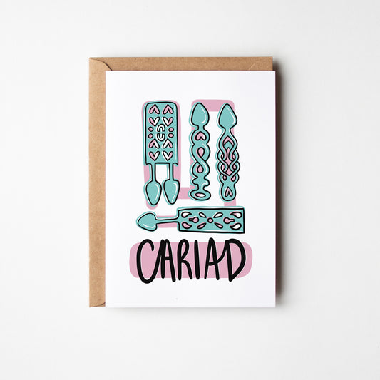 'Cariad Lovespoons' - A6 Greeting Card