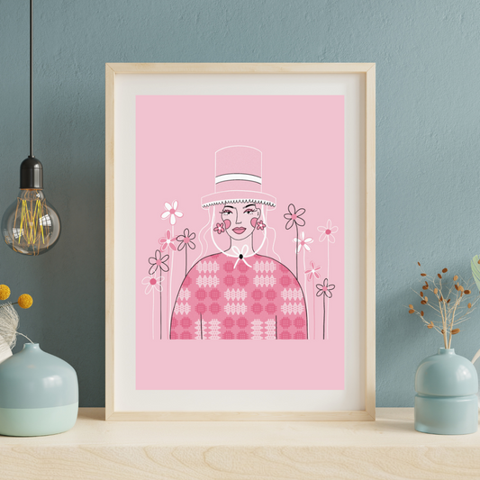 Jemima - Pink A5 Print